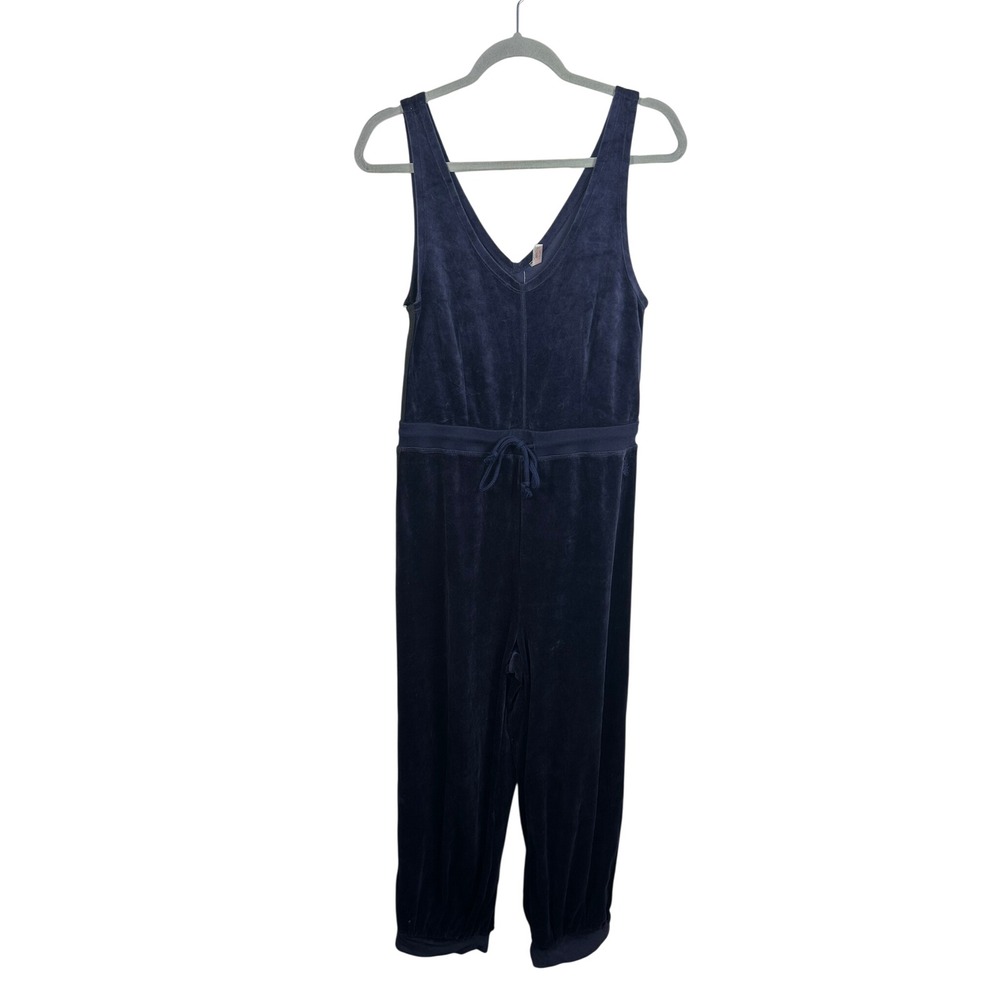 Free People Movement Jumpsuit Womens M Navy Blue New Velour Stripe OB1167720